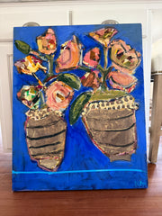 Flowers in a Striped Pot