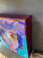 Purple Hair, Turquoise Background