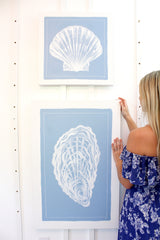 Scallop Shell on Blue