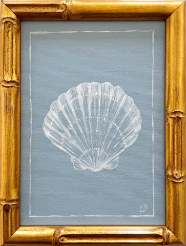 Petite Scallop Shell on Dusty Blue II