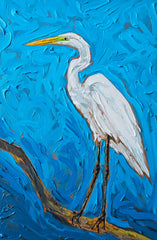 Egret on Blue