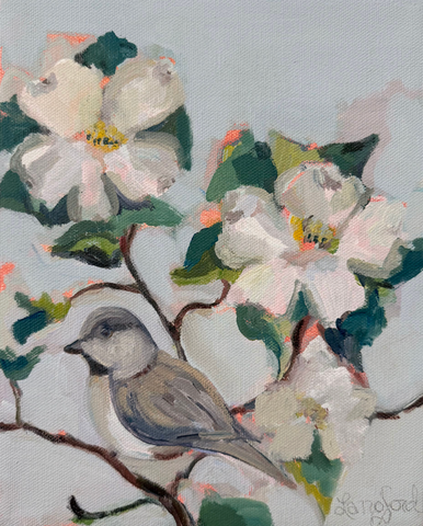 Chickadee in a Dogwood Tree