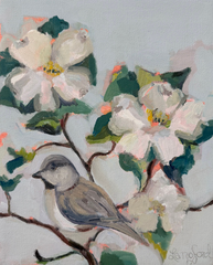 Chickadee in a Dogwood Tree