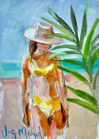 Mini Swimmer Yellow Bikini and Palm